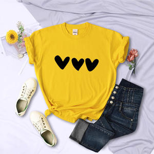 เสื้อยืดพิมพ์ลายหัวใจสีดำสำหรับผู้หญิงเสื้อยืดแขนสั้นแนวสตรีทเสื้อลำลองระบายอากาศได้ดี - Product Image 4