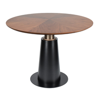 Table à manger ronde en bois de luxe en gros, base noire pour la restauration fine et l'hôtellerie