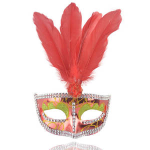 Máscara de Fiesta Divertida de Plástico Estilo Veneciano con <span class=keywords><strong>Plumas</strong></span> de Pavo para Disfraces, Carnaval, Mascarada, Suministros para Fiestas, Decoración Navideña - Product Image 5