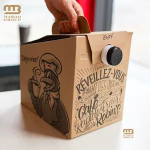 Impresión personalizada 96 Oz para llevar aislado caliente bebida café dispensador embalaje papel café portador caja