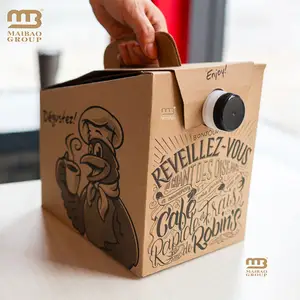 Impression personnalisée 96 Oz à emporter isolé distributeur de boissons chaudes boîte de transport de café en papier d'emballage