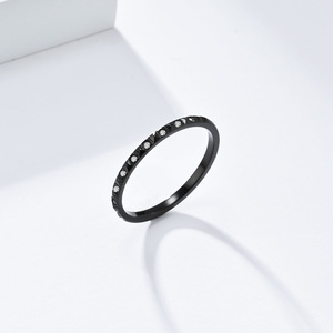 Diamond Encrusted <b>Titanium</b> Steel Pinky <b>Ring</b> Round Brilliant Cut Silver Gold Rose Gold Black Unisex Everyday Wear Jewelry - Product Image 3