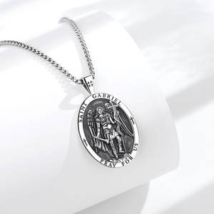 Changda Plata de Ley 925 Fe Religiosa Santo Espiritual Guardián Espiritual Amuleto St Saint <span class=keywords><strong>Gabriel</strong></span> Arcángel Collar - Product Image 2