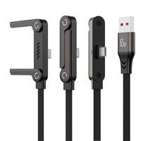 Kabel USB ke Type-C 65W 1.5m Lipat dengan Selubung Nilon, Pengisian Cepat untuk Ponsel, Earphone, Gaming, Kantor, dan Perjalanan