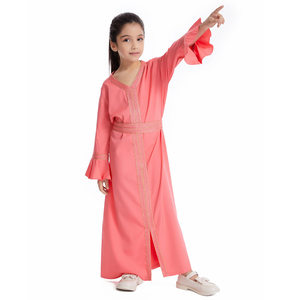 Túnica de manga larga con cuello en V de ganchillo sólido para niñas árabes de Oriente Medio y turcas, disfraz para actuaciones escolares - Product Image 5