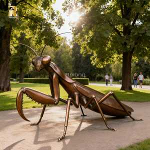 Decoración de parque público al aire libre diseño realista personalizado estatua de insecto grande <span class=keywords><strong>Mantis</strong></span> de escultura de bronce a la venta - Product Image 3