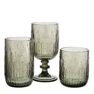 Verres à <span class=keywords><strong>vin</strong></span> gris Samyo <span class=keywords><strong>de</strong></span> haute qualité, personnalisés, vintage, à pied court, avec motif <span class=keywords><strong>de</strong></span> château en relief - Product Image 2