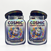 Sacs en Mylar holographiques personnalisés à fermeture éclair, formes irrégulières uniques et spéciales, 3,5g 7g, pour produits comestibles, anti-odeur, hermétiques