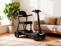 Scooter électrique pliable à 4 roues pour personnes âgées et handicapées, batterie au lithium de qualité médicale, commande par télécommande/application, autonomie de 25 à 30 km