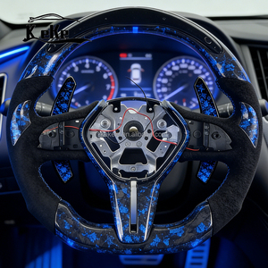 Accessoires intérieurs pour voiture Infiniti Q50 Q60 QX50 2018+ : Volant personnalisé en fibre de carbone forgée bleue avec palettes de changement de vitesse LED - Product Image 5