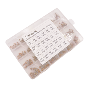 Kit de condensateurs monolithiques 24 types-10pF à 10uF, tension nominale 50V, pas de 5.08mm, 25 pièces par type, <span class=keywords><strong>total</strong></span> 600 pièces - Product Image 2