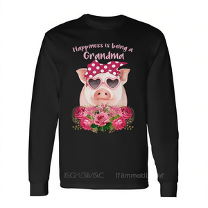 Simpatica maglietta a maniche lunghe con disegno di nonna maiale, il felicità è essere nonna, design per nonne - Product Image 2