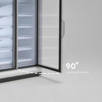 Vitrine congélateur autonome à porte vitrée, hauteur 2m, température de congélation -18°C, 982L/1473L, sans givre, pour la vente au détail et l'épicerie