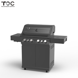 Parrilla de gas de barbacoa de 4 quemadores de material de acero inoxidable de vidrio de alta temperatura para fiesta al aire libre - Product Image 1
