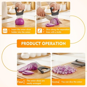 MbsaAO Soporte Portátil para Cebolla, Rebanador, Cubierta Protectora, Apto para Lavavajillas, Herramienta <span class=keywords><strong>Asistente</strong></span> para Picar Verduras, Carne y Aguacates - Product Image 5