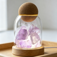 Diffuseur d'arômes en cristal multicolore, ornement en pierre, cloche en verre créative avec veilleuse LED, décoration d'intérieur pour huiles essentielles, artisanat