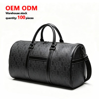 Échantillon Gratuit Sac de Voyage de Luxe Noir Personnalisé avec Logo, Sac de Sport en Cuir PU pour Hommes, Sac de Week-end, Sac de Nuit, Bagage de Voyage