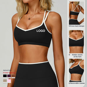 Chaleco deportivo de segunda piel para mujer, sujetador de Yoga de animales de Color contrastante con espalda cruzada ajustada de secado rápido para correr de talla grande - Product Image 3