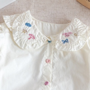Camicetta per Ragazze con Maniche Lunghe, Stampa Ricamata a Cartoni Animati, Colletto a Bambola, per Uso Quotidiano Primaverile - Product Image 4