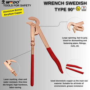 Llave Inglesa <span class=keywords><strong>de</strong></span> 90 Grados Tipo Sueco <span class=keywords><strong>de</strong></span> Bronce <span class=keywords><strong>de</strong></span> Aluminio y Cobre Berilio Antichispas Estándar DIN WEDO - Product Image 4