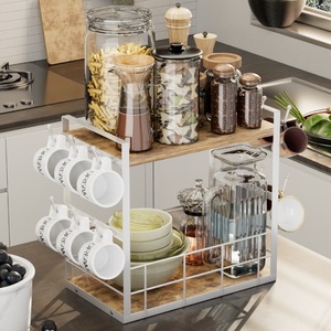 Chúng Tôi Địa Phương Cổ Điển 2 Tầng Với 12 Móc Cây Thanh Trạm Tổ Chức Cà Phê Cốc Cốc Chủ Lưu Trữ Kệ Đứng Giá Cho Bàn - Product Image 1