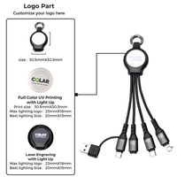 Câble de charge rapide 6 en 1 Pannex écologique certifié CE 16 cm 65 W avec interrupteur tactile marche/arrêt SK7015PD-TA