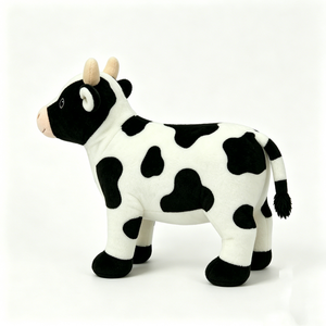 Peluche de vaca holstein personalizado, juguete suave de vaca de granja, figura de vaca con manchas, muñeco de vaca de pie, peluche de vaca, blanco y negro - Product Image 6