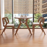 Ensemble de table et chaises de balcon en bois massif, style minimaliste moderne, trois pièces, avec petite table à thé pour l'ameublement de la maison