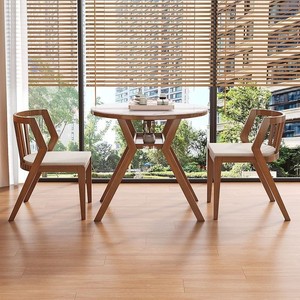 Conjunto de <span class=keywords><strong>Mesa</strong></span> y Sillas de Balcón de Tres Piezas de Madera Maciza, Estilo Moderno y Minimalista, con <span class=keywords><strong>Mesa</strong></span> Pequeña para Té, para Muebles de Hogar - Product Image 2