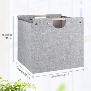 Cubos de almacenamiento plegables Contenedores de tela con asas de madera para estantes <span class=keywords><strong>Kallax</strong></span> - Product Image 6