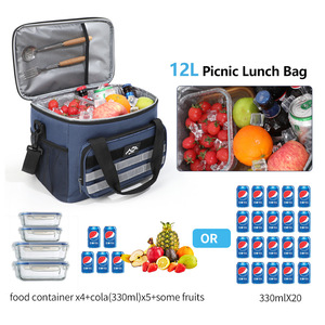 Khaki Insulated Cooler Bag 11.8in x 7.3in x 8.26in Portable Outdoor Lunch Pack for Camping Travel - Product Image 2