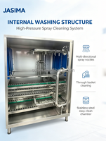 Laveur de caisses industrielles en acier inoxydable avec système de pulvérisation désinfectante haute pression pour les usines de transformation alimentaire commerciales
