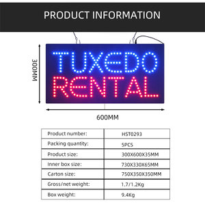 Letrero Led de <span class=keywords><strong>alquiler</strong></span> de esmoquin para interiores de 12x24 pulgadas, cartelera de tienda de ropa abierta Led acrílica - Product Image 4
