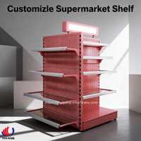 Étagère de supermarché YIYANG personnalisable en acier laminé à froid, robuste, double face, métallique, certifiée CE