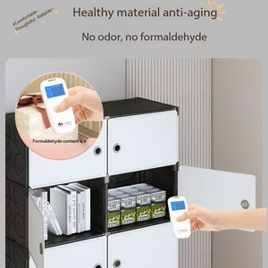 Armoire de rangement modulaire avec portes, organisateur de placard <span class=keywords><strong>en</strong></span> plastique empilable pour chambre, salon, entrée, placard - Product Image 5