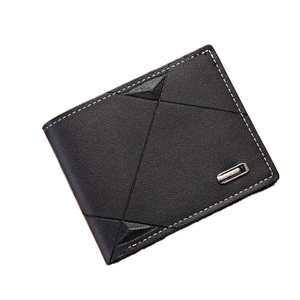 Cartera de múltiples tarjetas informal con estilo para hombre, cartera suave cruzada fina de tres pliegues para jóvenes con cierre abierto, patrón geométrico, longitud corta - Product Image 1