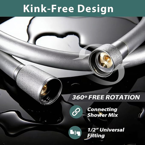 Manguera de Ducha de PVC Plateada de 1.5M, Diseño Moderno, Alta Calidad, Anti-Torsión, Flexible - Product Image 2