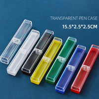 Boîte à stylos carrée en plastique entièrement transparente, petite, bon marché et de bonne qualité, étui transparent en plastique pour stylos, idéal pour les cadeaux d'affaires
