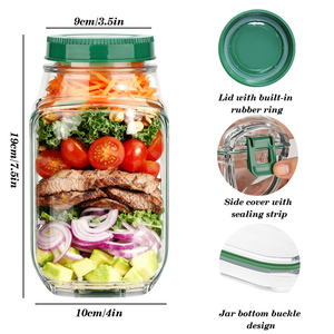 Nhựa ban đầu salad Pod Side mở-hộp Snack với nắp cho nhà du lịch ngoài trời và Đảng salad Pod <span class=keywords><strong>Mason</strong></span> Jar Side mở - Product Image 2