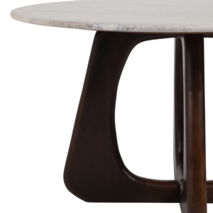 Tavolino da Caffè Rotondo con Piano in Marmo e Base in Legno Scultoreo per Arredamento Soggiorno - Product Image 5