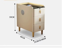 Table de chevet intelligente en bois Table de chevet moderne simple en bois massif avec armoire de rangement Mini table de chevet ultra-étroite