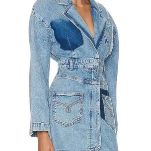 Vestido Midi de Mezclilla para Otoño al por Mayor, Estilo Ejecutivo Elegante, Manga Larga, 100% Algodón, Lavado Ácido, Vestido Vaquero Discreto - Product Image 4