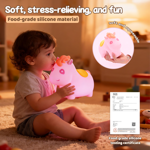 Lampada da Notte per Bambini in Silicone Morbido di Grado Alimentare, Luce LED RGB Colorata, Controllo Touch, Dimmerabile, USB, per Cameretta - Product Image 5