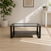 Table basse moderne en verre noir pas cher pour le coin du canapé