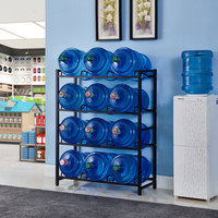 Support pour pichet à eau à 16 plateaux, support pour bouteille minérale de 5 gallons, organisateur en acier au carbone à 4 niveaux pour la maison et le bureau.