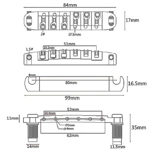 สะพานกีตาร์ไฟฟ้า LP <span class=keywords><strong>SG</strong></span> ทำจากโลหะผสมสังกะสี พร้อมสายบน/สายล่างและลูกกลิ้งสำหรับ - Product Image 5