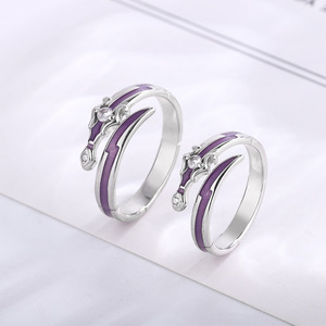 Bagues <span class=keywords><strong>de</strong></span> mariage et <span class=keywords><strong>de</strong></span> fête en argent sterling 925, design rétro simple, sertissage pavé <span class=keywords><strong>de</strong></span> zircon, ajustables et flexibles pour hommes et femmes - Product Image 1