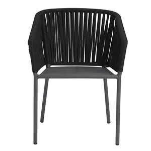Commercial Modern Black <strong>Stackable</strong> Front Porch Yard Patio Restaurant Furniture Outdoor <strong>Garden</strong> Cafe Aluminum Dining Rope <strong>Chairs</strong> - Product Image 3