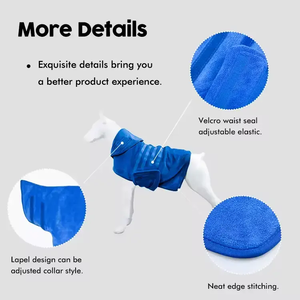 Peignoir de bain de luxe en microfibre pour chien et chiot Serviette épaisse super absorbante pour le séchage Serviette de toilettage réglable pour animaux de compagnie chats - Product Image 3