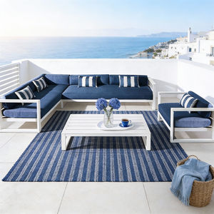 Ensemble de canapés modulaires d'extérieur 7 pièces avec structure en aluminium blanc, couleurs de coussins personnalisables pour jardin et cour arrière - Product Image 1